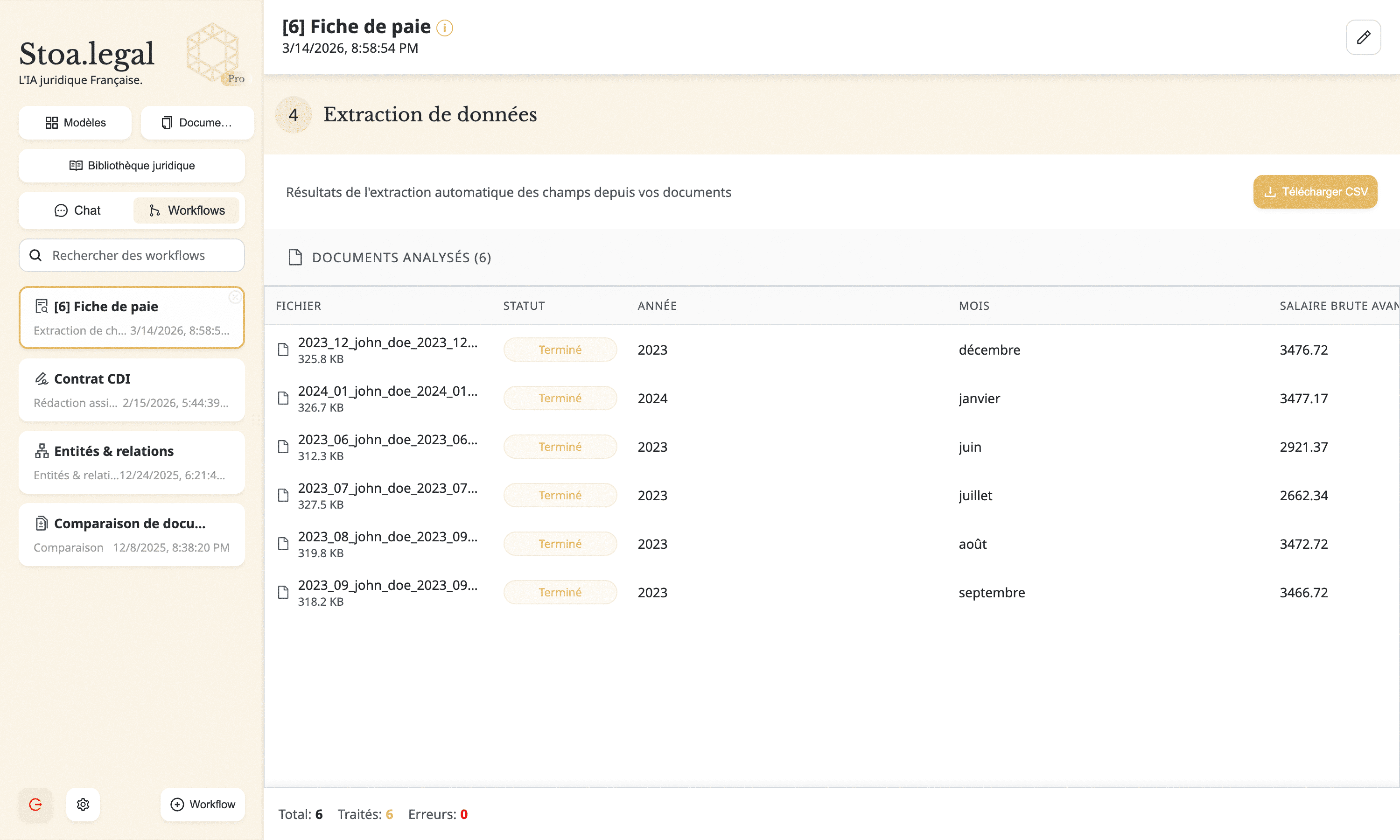 Extraction de champs